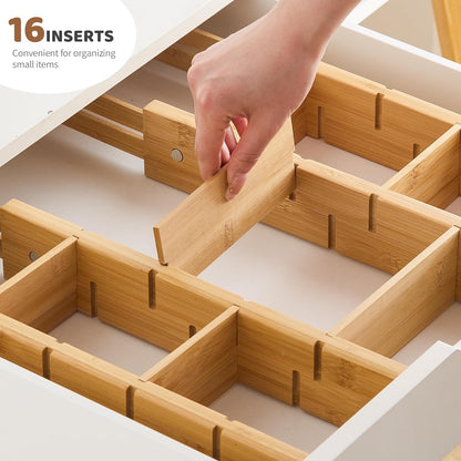 Bamboo Drawer Organizer Divider Set