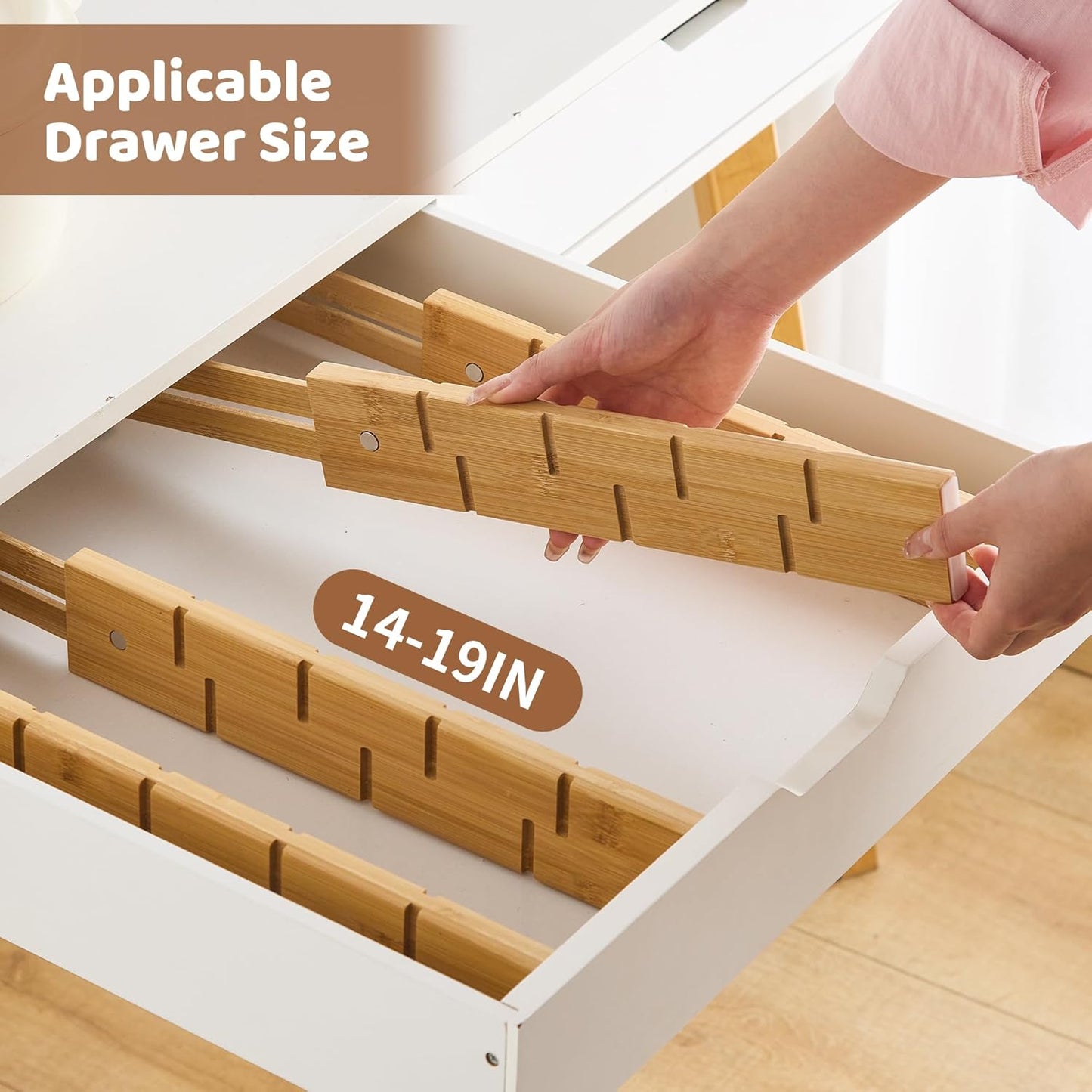 Bamboo Drawer Organizer Divider Set