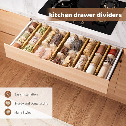 Bamboo Drawer Organizer Divider Set