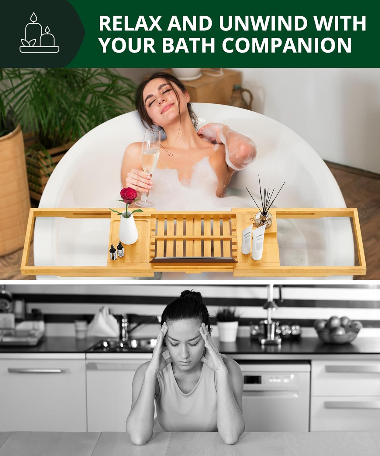 Classic Bamboo Bathtub Caddy