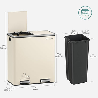 Almond Dual Step Trash Can