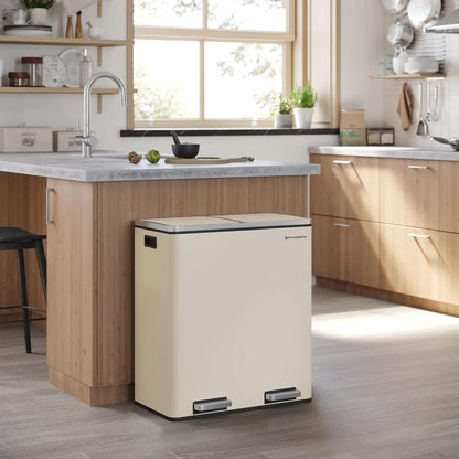 Almond Dual Step Trash Can