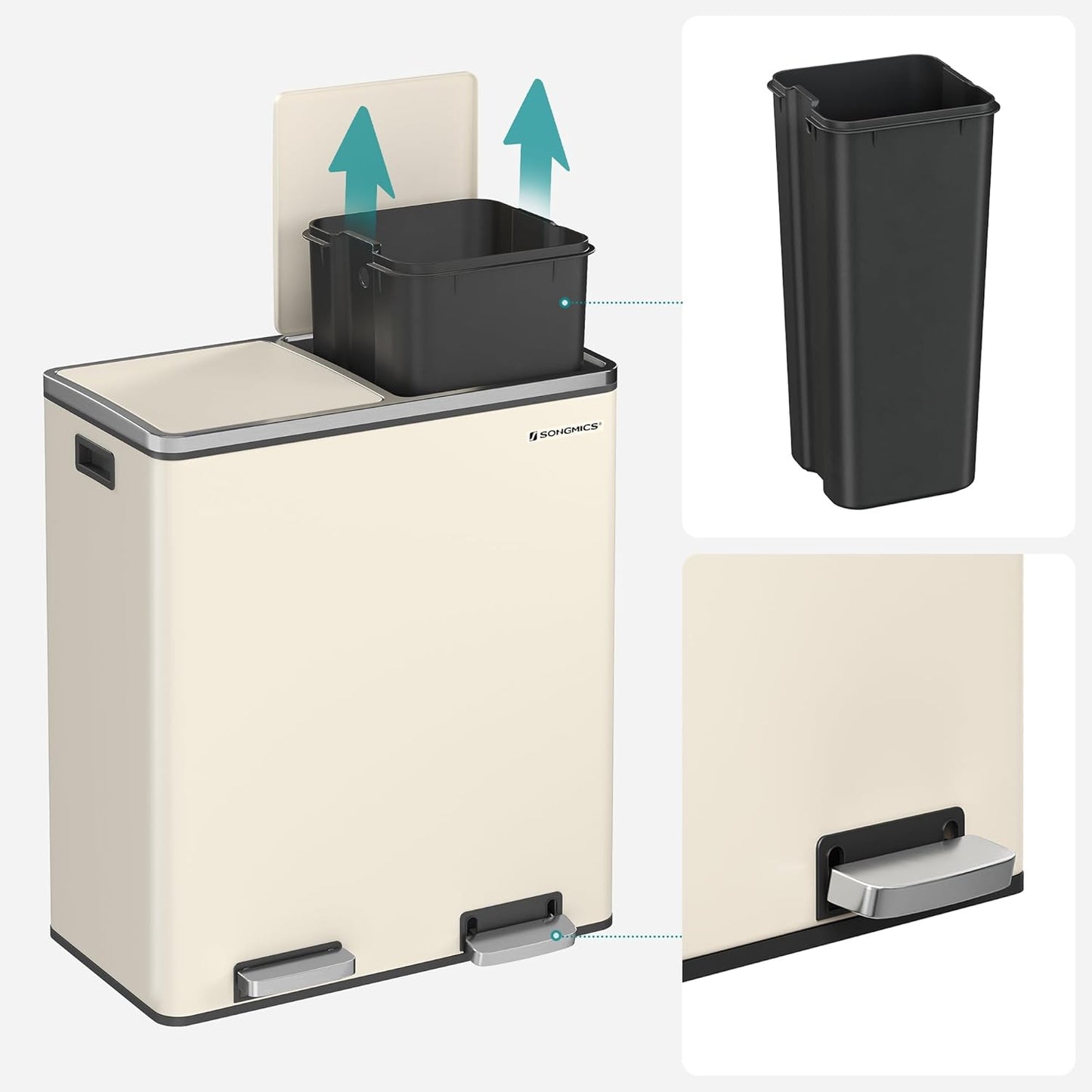 Almond Dual Step Trash Can