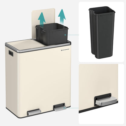 Almond Dual Step Trash Can