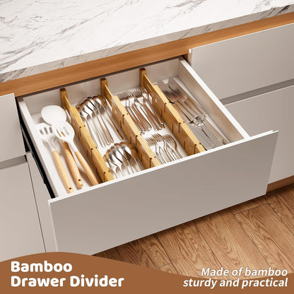 Bamboo Drawer Organizer Divider Set